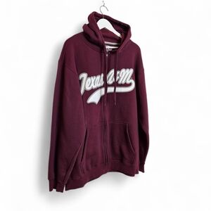Texas A&M Aggies Maroon Full Zip Hoodie Gamer Embroidered XL Mens